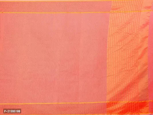 Stylish Orange Cotton Silk Saree With Blouse Piece For Women-thumb5