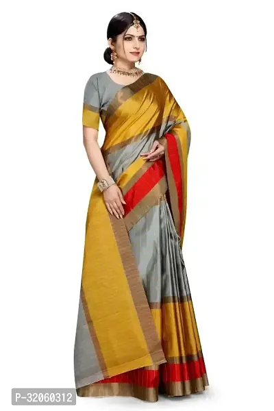 Stylish Art Silk Multicoloured Checked Saree with Blouse piece For Women-thumb2