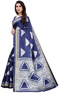 Stylish Navy Blue Cotton Silk Saree With Blouse Piece For Women-thumb1