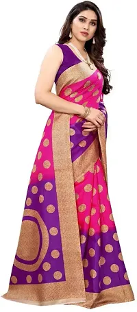 Stylish Pink Cotton Silk Saree With Blouse Piece For Women-thumb2