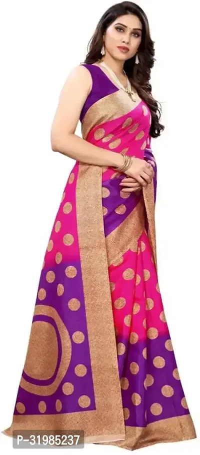 Stylish Pink Cotton Silk Saree With Blouse Piece For Women-thumb3