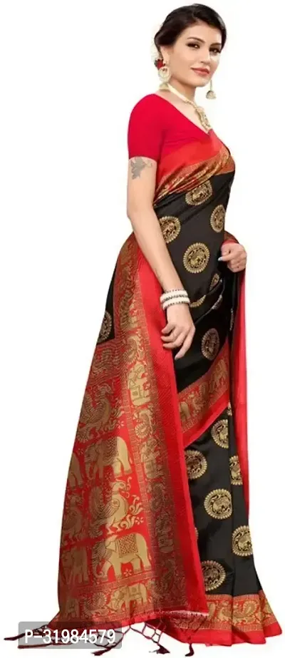 Stylish Black Art Silk Saree With Blouse Piece For Women-thumb3