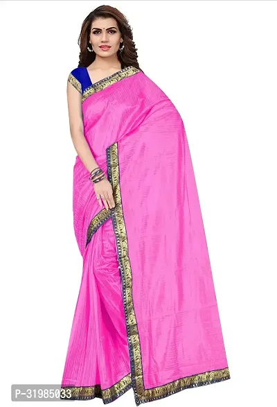 Stylish Pink Cotton Silk Saree With Blouse Piece For Women