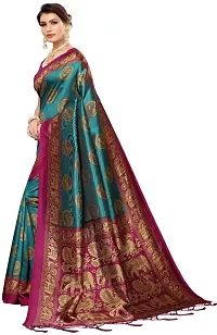 Stylish Teal Art Silk Saree With Blouse Piece For Women-thumb1