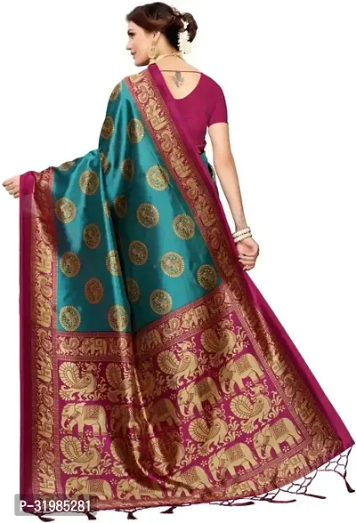 Stylish Teal Art Silk Saree With Blouse Piece For Women-thumb4