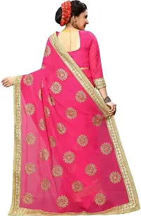 Stylish Pink Cotton Silk Saree With Blouse Piece For Women-thumb2