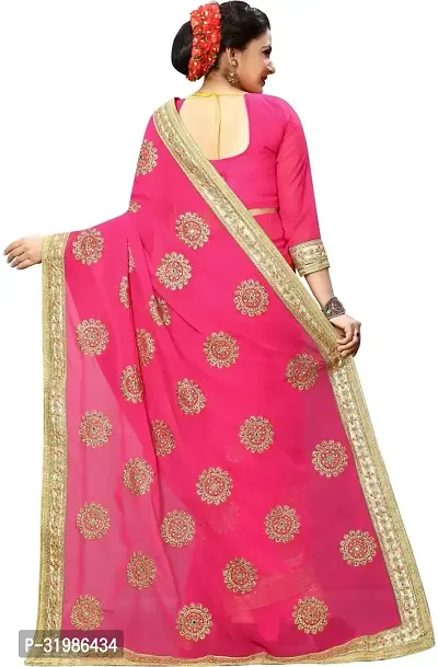 Stylish Pink Cotton Silk Saree With Blouse Piece For Women-thumb3