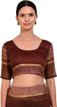 Stylish Brown Cotton Silk Saree With Blouse Piece For Women-thumb3