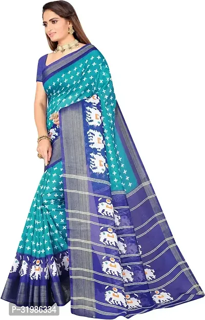 Stylish Blue Art Silk Saree With Blouse Piece For Women-thumb0