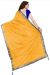 Stylish Yellow Cotton Silk Saree With Blouse Piece For Women-thumb1