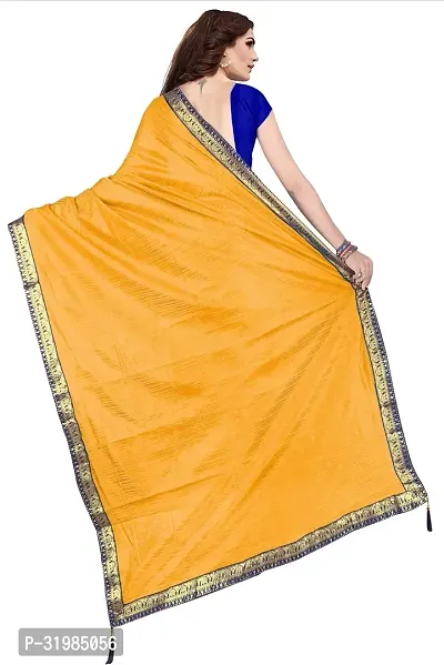 Stylish Yellow Cotton Silk Saree With Blouse Piece For Women-thumb2