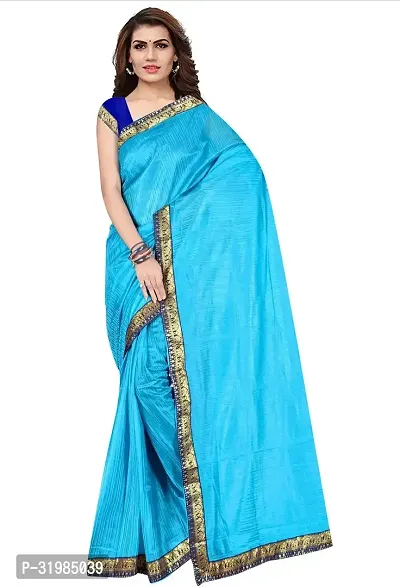 Stylish Blue Cotton Silk Saree With Blouse Piece For Women