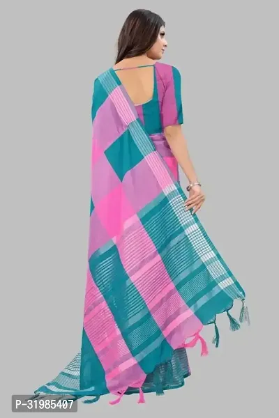 Stylish Multicoloured Cotton Silk Saree With Blouse Piece For Women-thumb4