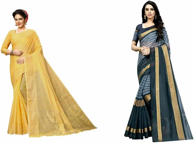 Beautiful Art Silk Saree with Blouse piece Pack Of 2