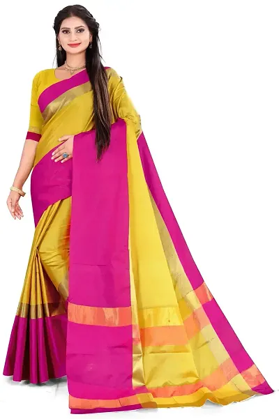 Attractive Cotton Silk Saree with Blouse piece 