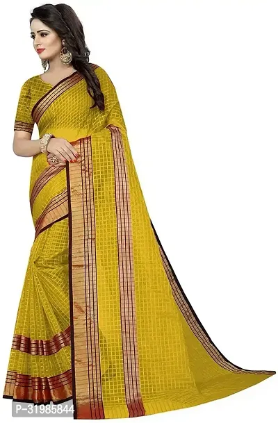 Stylish Olive Cotton Silk Saree With Blouse Piece For Women-thumb3