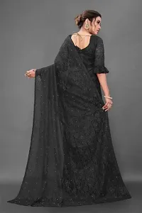 Stylish Black Net Saree With Blouse Piece For Women-thumb2