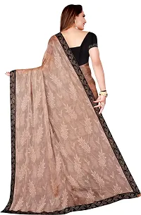 Stylish Peach Lycra Saree With Blouse Piece For Women-thumb2