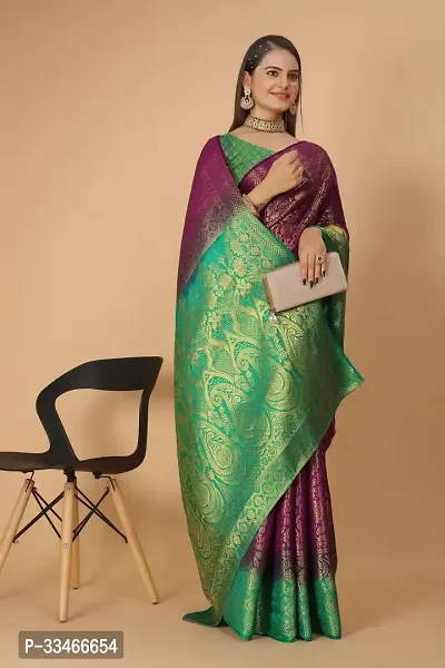 Beautiful Art Silk Jacquard Women Saree with Running Blouse-thumb5