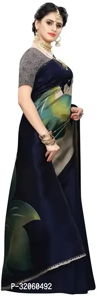 Stylish Art Silk Black Printed Saree with Blouse piece For Women-thumb3