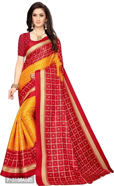 Stylish Multicoloured Art Silk Saree With Blouse Piece For Women-thumb0