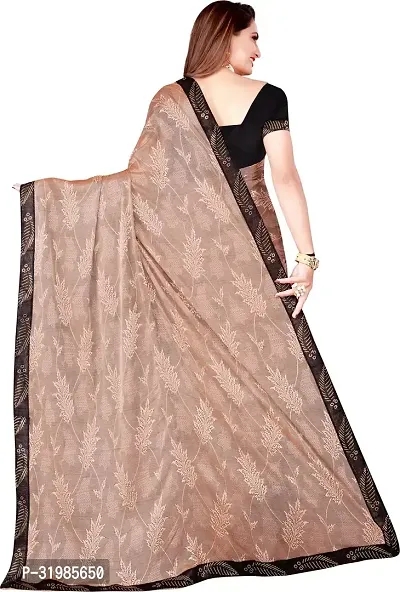 Stylish Peach Lycra Saree With Blouse Piece For Women-thumb3