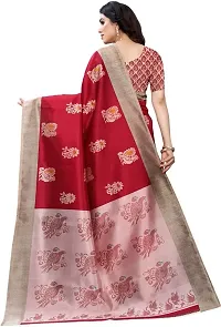 Stylish Red Cotton Silk Saree With Blouse Piece For Women-thumb3