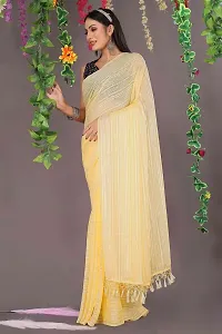 Stylish Yellow Chiffon Saree With Blouse Piece For Women-thumb1