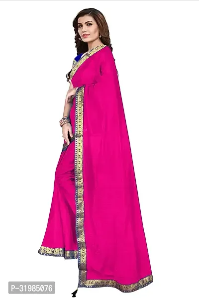 Stylish Pink Cotton Silk Saree With Blouse Piece For Women-thumb3