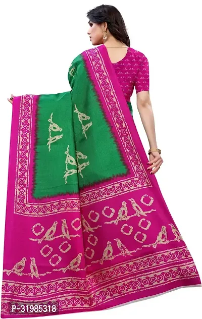 Stylish Green Art Silk Saree With Blouse Piece For Women-thumb4