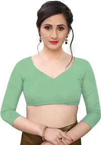 Stylish Green Cotton Silk Saree With Blouse Piece For Women-thumb2