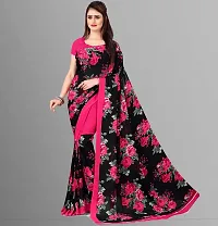 Stylish Pink Georgette Saree With Blouse Piece For Women-thumb1