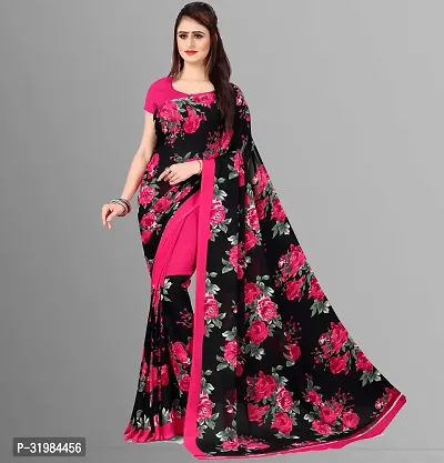 Stylish Pink Georgette Saree With Blouse Piece For Women-thumb2