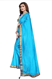 Stylish Blue Cotton Silk Saree With Blouse Piece For Women-thumb2