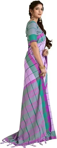 Stylish Lavender Cotton Silk Saree With Blouse Piece For Women-thumb3