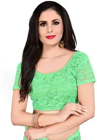 Stylish Green Net Saree With Blouse Piece For Women-thumb2