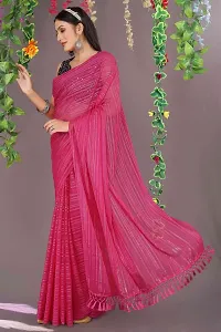 Stylish Pink Chiffon Saree With Blouse Piece For Women-thumb3