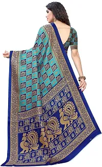 Stylish Blue Cotton Silk Saree With Blouse Piece For Women-thumb3