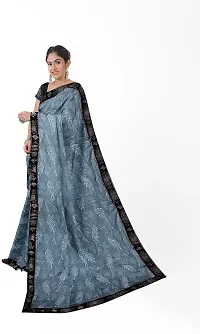 Stylish Grey Lycra Saree With Blouse Piece For Women-thumb1