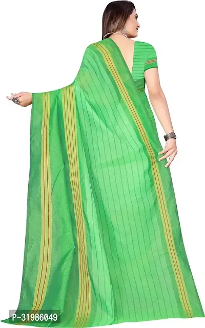 Stylish Green Cotton Silk Saree With Blouse Piece For Women-thumb2