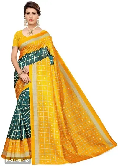 Stylish Green Art Silk Saree With Blouse Piece For Women-thumb0