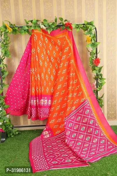 Stylish Orange Art Silk Saree With Blouse Piece For Women-thumb0