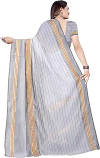 Stylish Grey Cotton Silk Saree With Blouse Piece For Women-thumb2