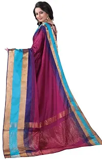 Stylish Multicoloured Cotton Silk Saree With Blouse Piece For Women-thumb2