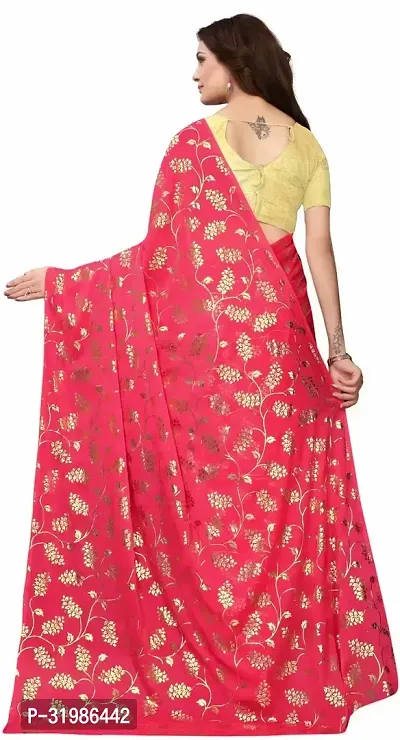 Stylish Pink Georgette Saree With Blouse Piece For Women-thumb3