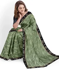 Stylish Green Lycra Saree With Blouse Piece For Women-thumb3