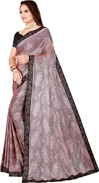 Stylish Grey Lycra Saree With Blouse Piece For Women-thumb1