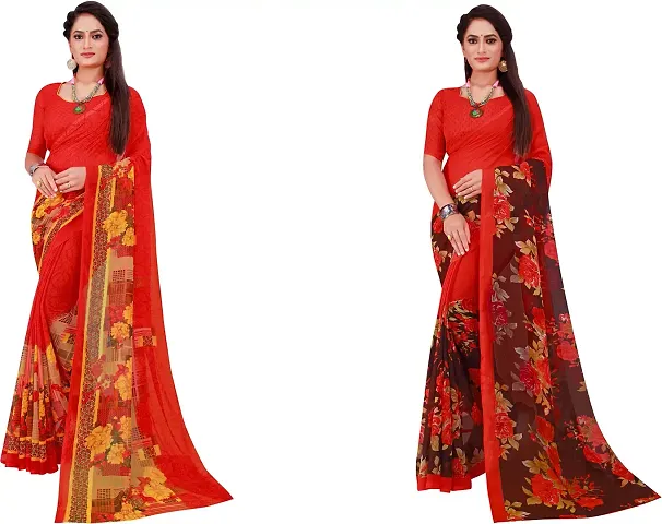 Beautiful Georgette Saree with Blouse piece Pack Of 2