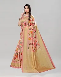 Stylish Peach Cotton Silk Saree With Blouse Piece For Women-thumb1