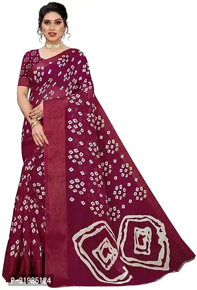 Stylish Maroon Cotton Silk Saree With Blouse Piece For Women-thumb0